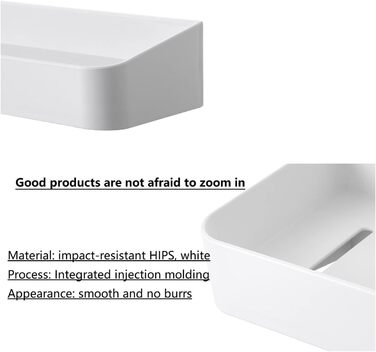 Полиця для ванної самоклеюча, набір 2 предмети, білий YUHIAKE