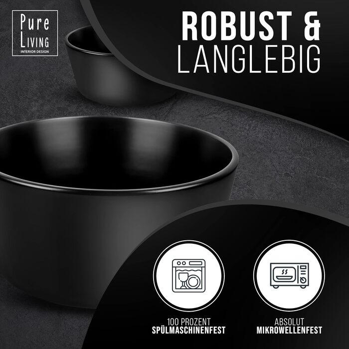 Набір тарілок на 6 персон, 24 предмети, чорний Manhattan Pure Living