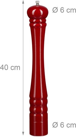 Дерев'яний млин для перцю та солі 40 см, червоний Relaxdays