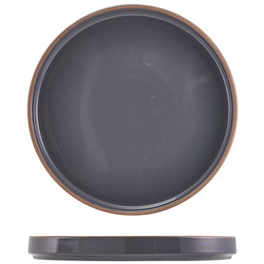 Тарілка презентаційна 25*2.5 см із низьким вертикальним бортом, Kava Dark Grey Stoneware, GenWare