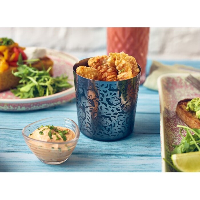 Склянка сервірувальна, 8.5х8.5 см, 420 мл, чорна, з квітковим малюнком, GenWare