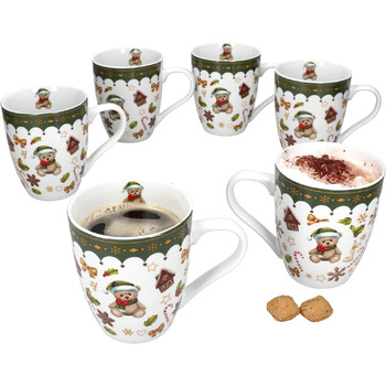 Набір із 6 кавових чашок 480 мл. порцеляна MamboCat Friend