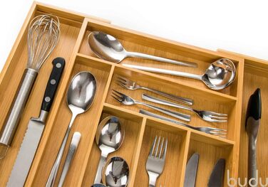 Лоток для столових приборів budu 47 (глибина 47 см) - Організатор для кухонних шухляд - Висувний - Організатор для кухонних шухляд (50 см, бамбук)
