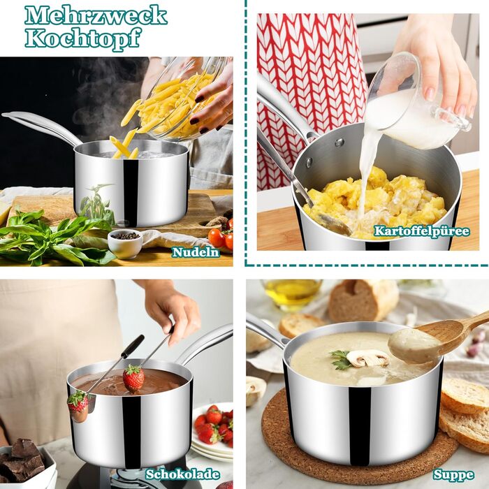 Сотейник 1,9 л з прозорою кришкою 16 см, нержавіюча сталь Homikit