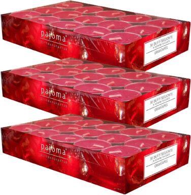 Ароматичних чайних свічок 3x30 шт. ароматичні свічки багато ароматів на вибір висота 1,5 см, Ø 3,5 см (гранат, 3 x 30 шт. у упаковці), 90