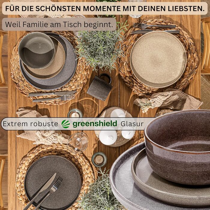 Комбінований сервіз на 6 персон, набір тарілок кавовий кухоль макаронна миска 30 шт. , набір посуду з кераміки посудомийна машина - мікрохвильова піч - стійкий до подряпин, набір посуду з кераміки КОЛЕКЦІЯ ЦІННОСТЕЙ (Каїр, комбінований сервіз 20 шт.)