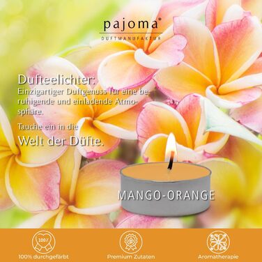 Ароматичні чайні свічки Pajoma 90, 3x30 шт. , ароматичні свічки, багато ароматів на вибір, висота 1,5 см, Ø 3,5 см (манго-апельсин, 30)