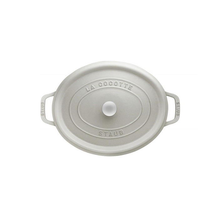 Кастрюля / жаровня овальная 29 см с крышкой белая White Truffle Staub