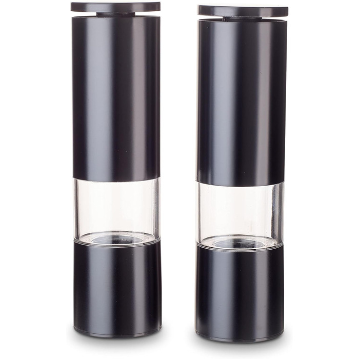 Набір млинків для спецій Echtwerk з 2 предметів, млинок для солі та перцю з високоякісної нержавіючої сталі з керамічним млином ABS, ручний, для перцю, солі та чилі, (Black Edition)