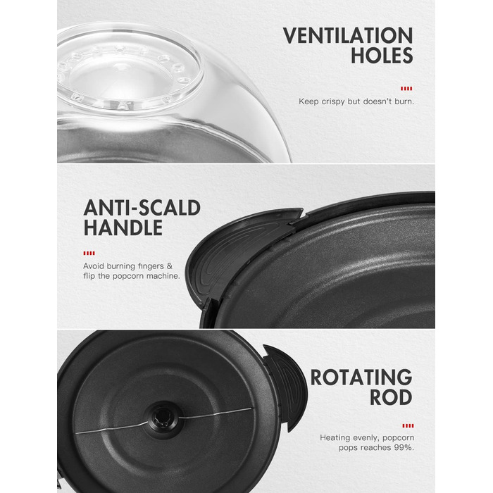 Машина для попкорна 5 л, 800 Вт черный Yabano