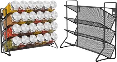 Стійка кухонна для баночок зі спеціями на 4 полиці, чорна Bomclap