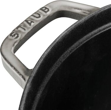 Чавунна каструля/кокотниця STAUB, кругла, 8,35 л, функція Ароматичний дощ для оптимального зволоження, для всіх типів варильних поверхонь, включаючи індукційні та духові шафи, (графітовий сірий, 30 см)