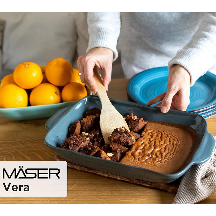 Серія Вера Каструлі з реактивною глазур'ю в наборі з 2 шт. , стійка до подряпин і порізів, прямокутна, керамічна (зелена), 931846