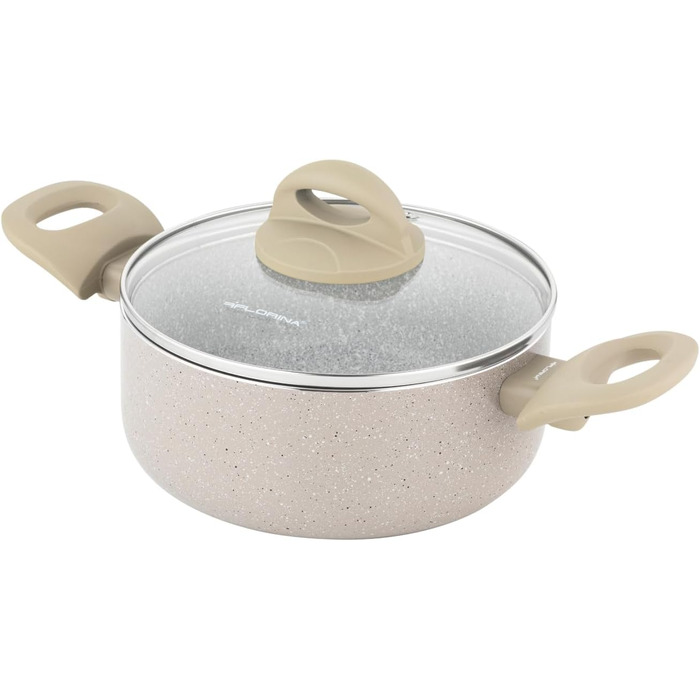 Алюмінієва каструля FLORINA 16 см 1,6 л Підходить для індукції Керамічне покриття, стійке до подряпин М&39яка ручка під дерево Термостійка Для всіх варильних поверхонь Легко миється (ISLA, 1,6 л - 18 см)