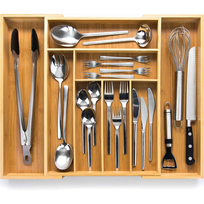 Лоток для столових приборів budu 47 (глибина 47 см) від - Організатор для кухонних шухляд - Висувний - Організатор для кухонних шухляд (43 см, бамбук)