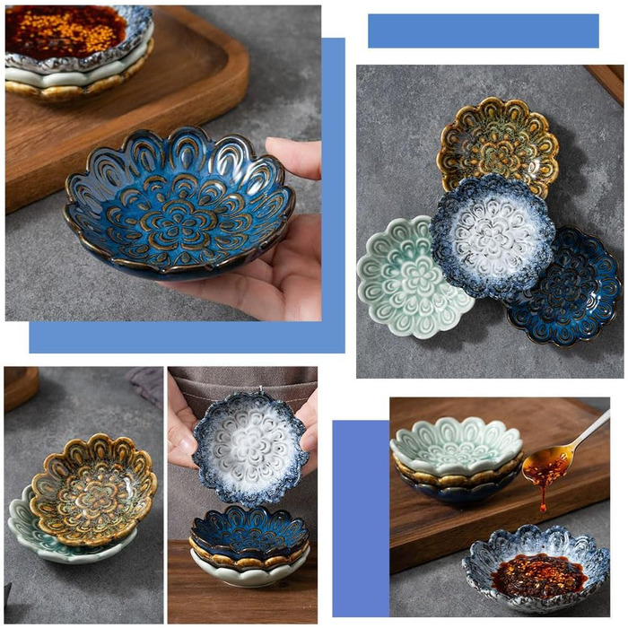 Набор из 6 мисок для соуса бело-голубой Sightday