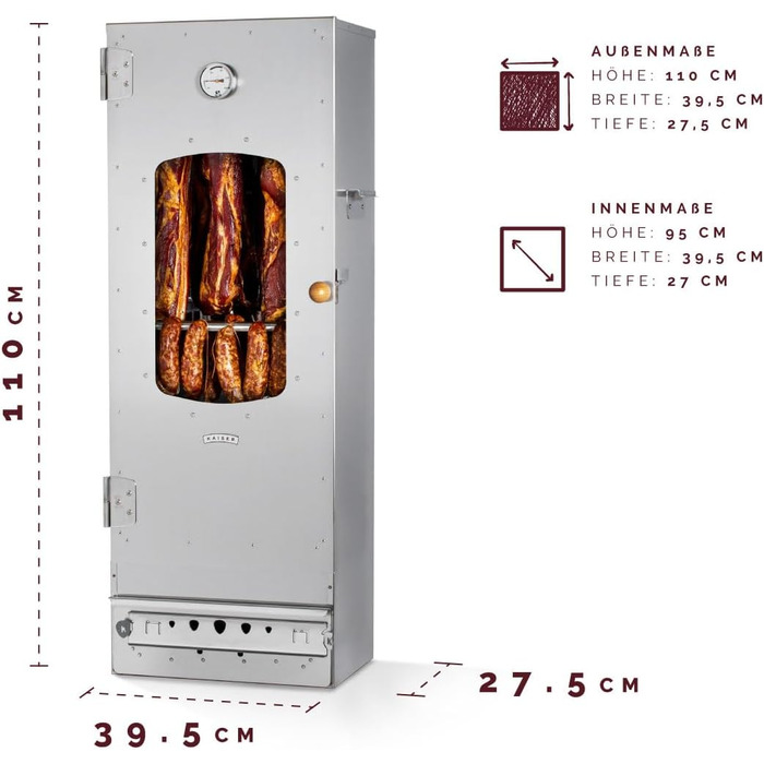 Високоякісна коптильня для копчення з нержавіючої сталі KAISER