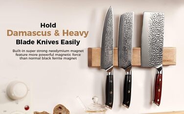 Магнітний тримач для ножів з дерева акації, 30 см KEEMAKE