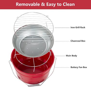 Круглий гриль для барбекю, червоний Uten