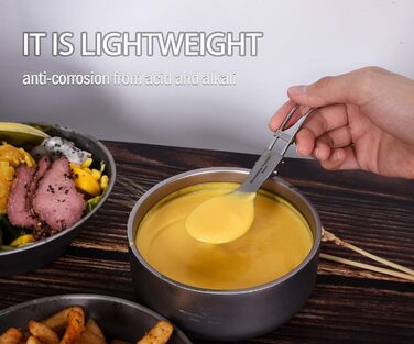 Титановая складная ложка Spork Вилка Набор На открытом воздухе Посуда для кемпинга Титановые столовые приборы Ланч-бокс Набор столовых приборов и столовые приборы для путешествий Ti1026T (складная ложка )