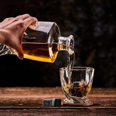 Набір келихів для віскі та аксесуарів для віскі - 8 каменів для віскі та 2 підставки Whisiskey