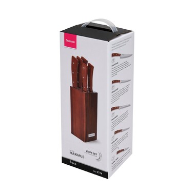 Набор ножей Fissman 6 предметов MAXIMUS в деревянной подставке X30Cr13 (2774)