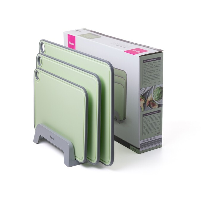 Набор из 3-х разделочных досок Fissman 41х28, 36х24, 31х20, цвет Зеленый пластик, ТПР (8056)