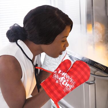 Різдвяний набір з 2 прихваток та 2 рукавичок для духовки, 4 предмети, червоний Cabilock