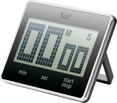 Цифровий таймер Silit Attimo, 9 x 7 см, кухонний таймер, таймер зворотного відліку, цифровий таймер для яєць, пластик, чорний 0 Чорний