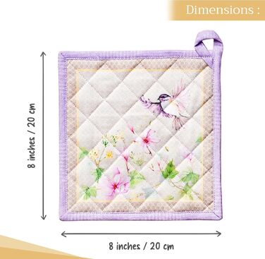 Рукавички для духовки Maison d&39 Hermine, підставки для каструль, 100 бавовна, термостійкі кухонні рукавички, рукавички для духовки (19 см x 33 см) та підставки для каструль (20 см x 20 см) для приготування їжі, Morzine - рукавички для духовки (19 x 33 с