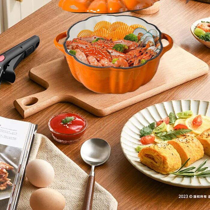 Емальована жаровня у формі гарбуза 1,5 л з кришкою, помаранчева SMELEYOU