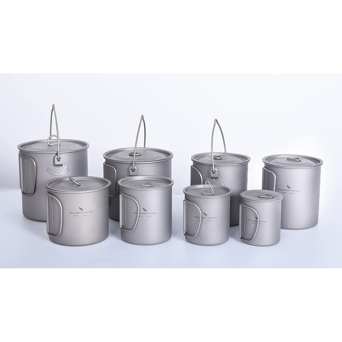 Кемпинговая титановая чашка с крышкой и откидной ручкой для 1 человека 750 мл. iBasingo