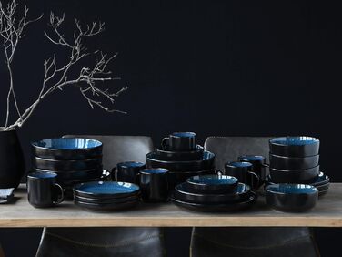 Серія Nordic Fjord набір посуду з 18 предметів, набір тарілок з кераміки (комбі-сервіз 30 шт. , синій), 21551