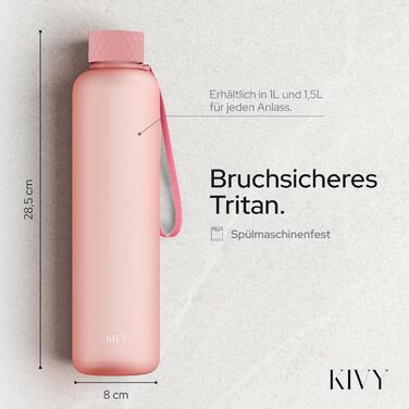 Пляшка для води 1 л тританова, рожева KIVY