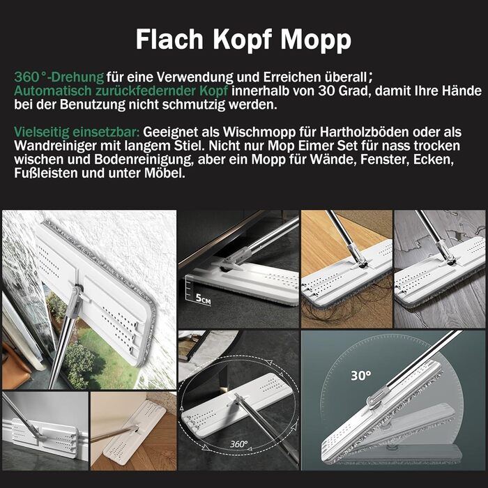 Швабра и ведро с 3 моющимися накладками из микрофибры JOYMOOP