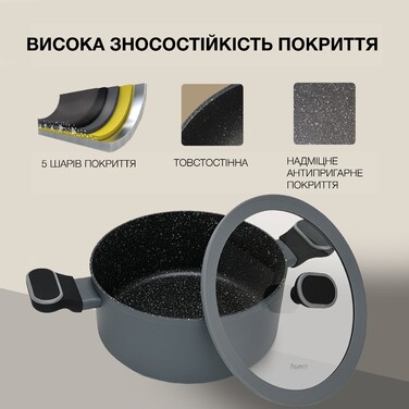 Каструля зі скляною кришкою 24 см 4,65 л LAURA Fissman