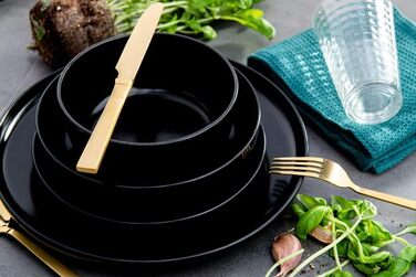 Консімо. Набір мисок з 6 шт. - VICTO - Миска для подачі - Керамічні миски для супу - Набір мисок на 6 осіб - 14,5 см - (чорний)