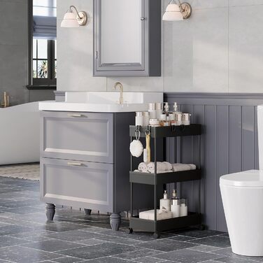 Візок сервірувальний на 3 полиці, 39 x 59 x 22,5 см, чорний Klihome