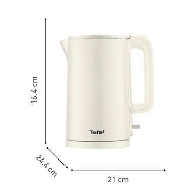 Tefal Електрочайник Thermo Protect, 1.5л, пластик, нержавіюча сталь, світло-бежевий