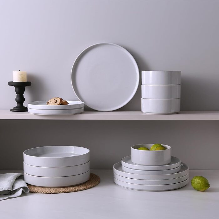 Набір посуду Richmount Nebula для 6 осіб, набір тарілок та мисок із 18 предметів, набір посуду з крапчастої кераміки, можна мити в мікрохвильовій печі та посудомийній машині, сервірування Nebula для 6 осіб (світло-сірий, сервірування Nebula для 4 осіб)