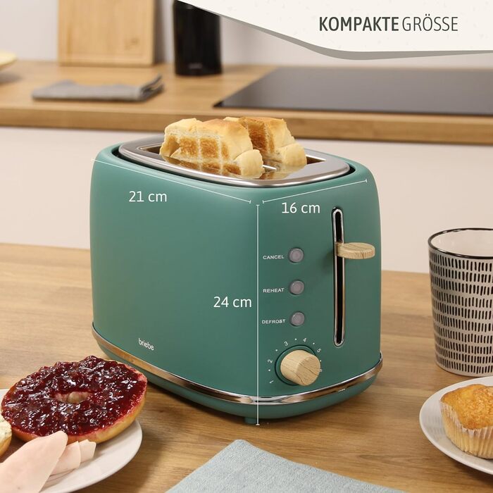 Электрочайник 1,7 л и тостер на 2 слота, набор 2 предмета, зеленый Nordic Briebe