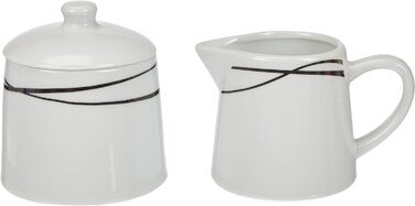 Набор тарелок из фарфора на 6 персон из 12 предметов, классический сервиз, неподвластный времени, элегантный, черно-белый (сахарница, кувшин для молока), 920673 series Oslo