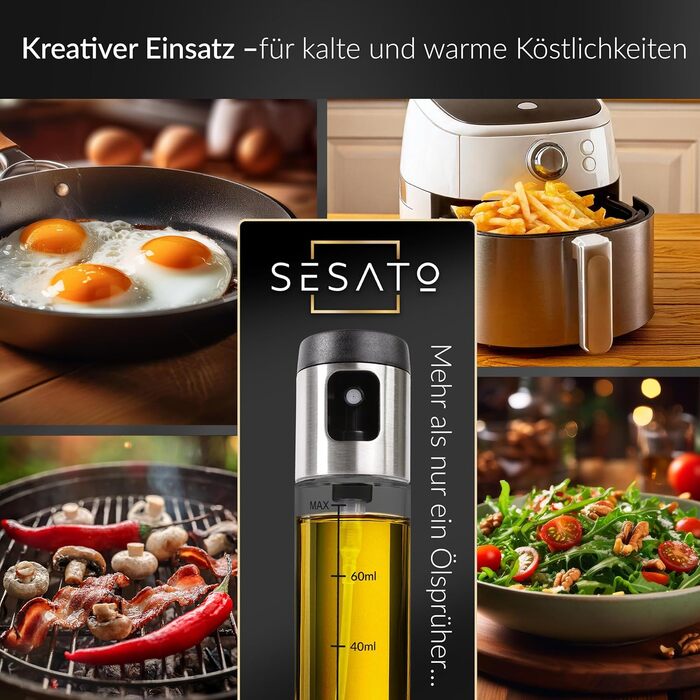 Набір з 2 розпилювачів олії та оцту 80 мл з тримачем SESATO