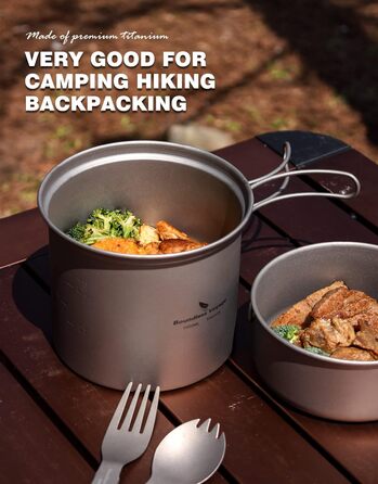 Титанова каструля та сковорода для кемпінгу 500 та 1000 мл Boundless Voyage