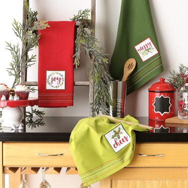 Набір кухонних рушників своїми руками, різдвяні рушники для випічки, приготування їжі та розваг, 18&quot x 28&quot, Tree Farm, 2 шт. (Cheers, Merry & Joy)