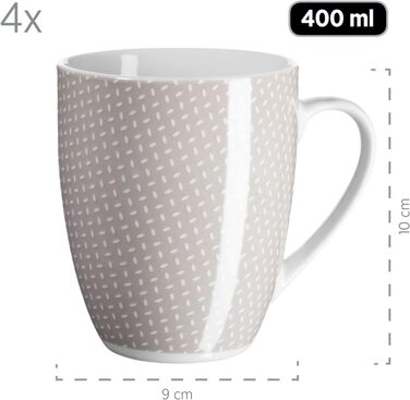 Набор посуды MSER 931566 Kitchen Time II на 4 персоны, 16 предметов, комбинированный сервиз бежевого цвета с тонким рисунком, фарфор