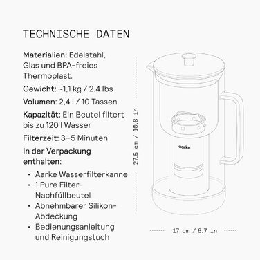 Графин для фильтрации воды 2,4 л Pure Purifier aarke