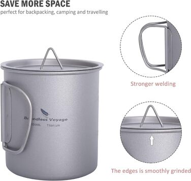 Титановий кухоль для кемпінгу 450 мл Boundless Voyage