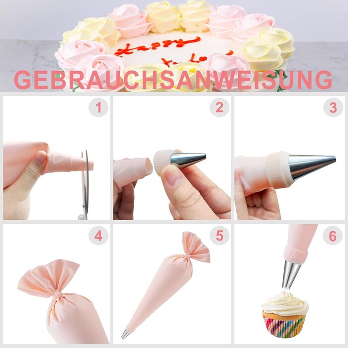 Набір аксесуарів для торта Nifogo, 356 предметів, аксесуари для випічки, аксесуари для декорування тортів з обертовою підставкою, кондитерські мішки, кондитерські насадки, шпателі для початківців (356 шт. світло-рожеві)