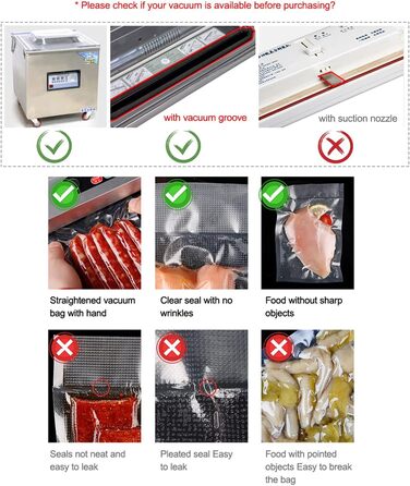 Вакуумні пакети 200 пакетів 10 x 15/15 x 20/20 x 25/20 x 30 см Taipintee